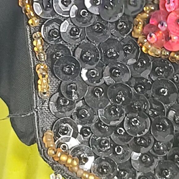 Vintage Sequin and Beaded Black Vest, Medium - Picture 4 of 5
